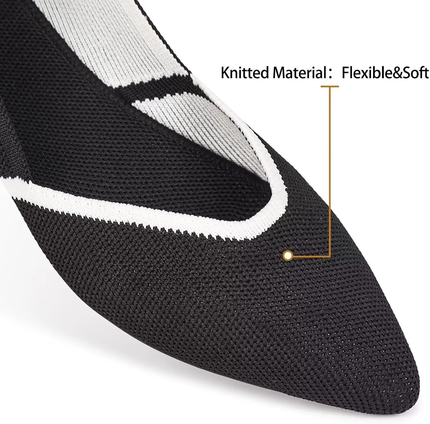 Frank Mully Womens Flat Shoes Classic Pointed Toe Flats Knitted Dress Shoes Soft Flats for Woman Comfortable Dressy