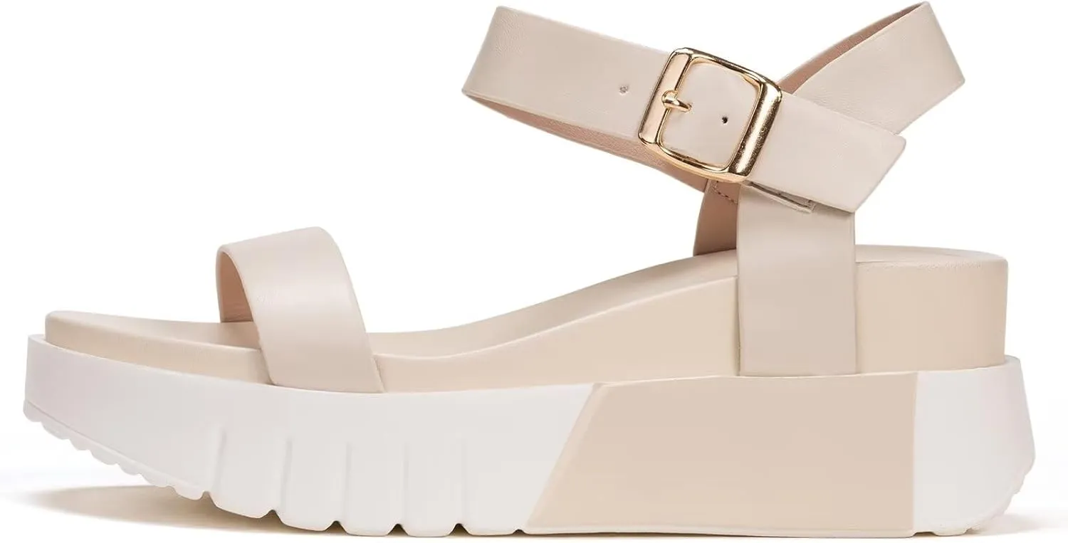 Frank Mully Women's Platform Sandals Open Toe Ankle Strap Buckle Adujustable Casual Platform Sandals Shoes