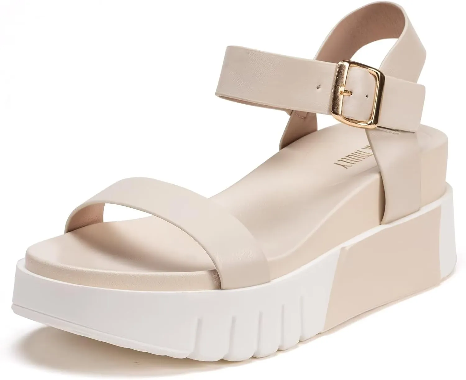 Frank Mully Women's Platform Sandals Open Toe Ankle Strap Buckle Adujustable Casual Platform Sandals Shoes