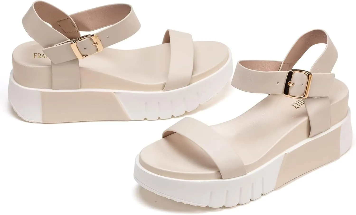 Frank Mully Women's Platform Sandals Open Toe Ankle Strap Buckle Adujustable Casual Platform Sandals Shoes