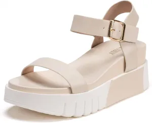 Frank Mully Women's Platform Sandals Open Toe Ankle Strap Buckle Adujustable Casual Platform Sandals Shoes