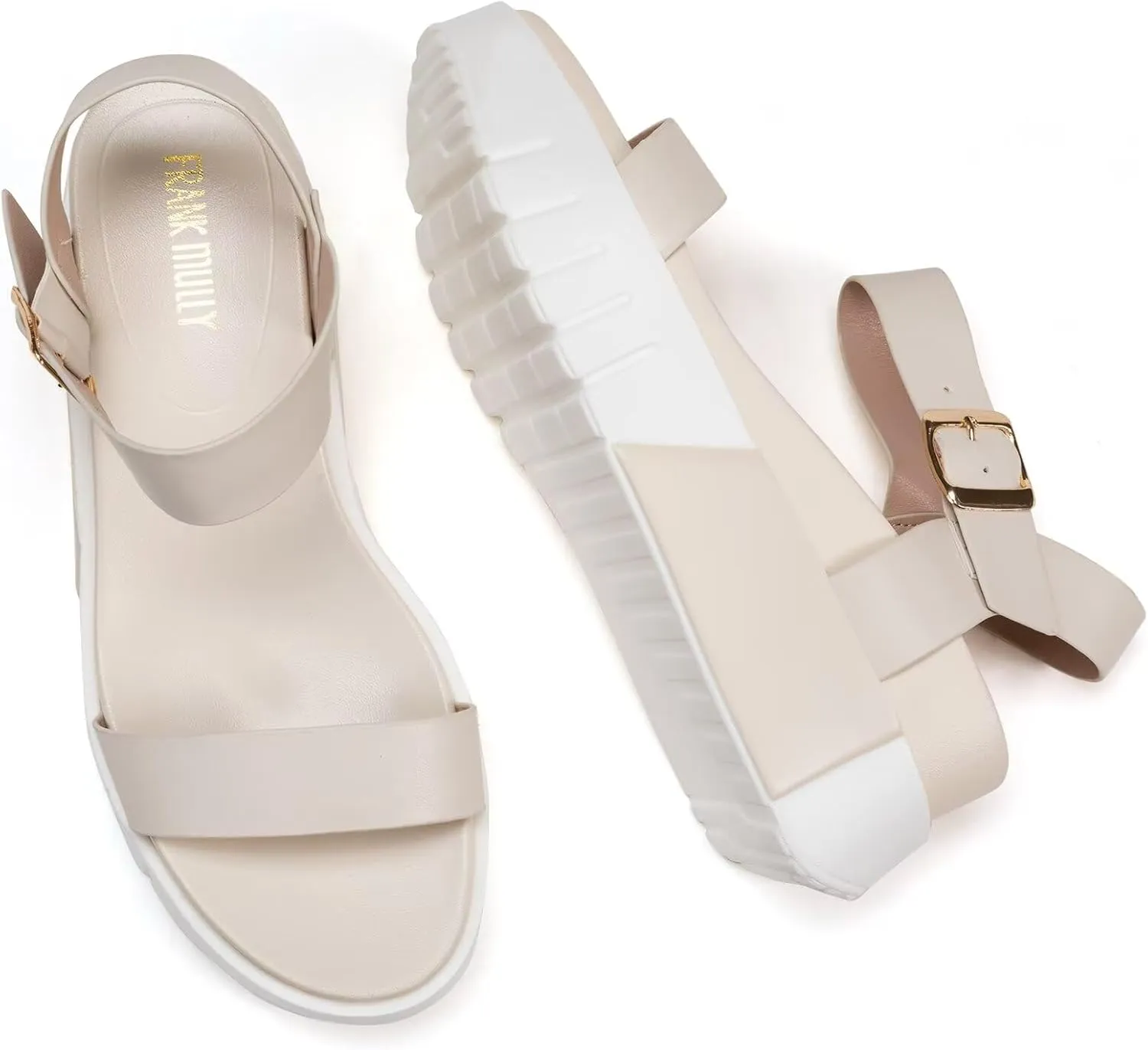 Frank Mully Women's Platform Sandals Open Toe Ankle Strap Buckle Adujustable Casual Platform Sandals Shoes