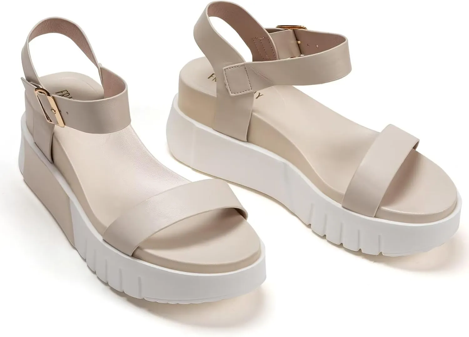 Frank Mully Women's Platform Sandals Open Toe Ankle Strap Buckle Adujustable Casual Platform Sandals Shoes