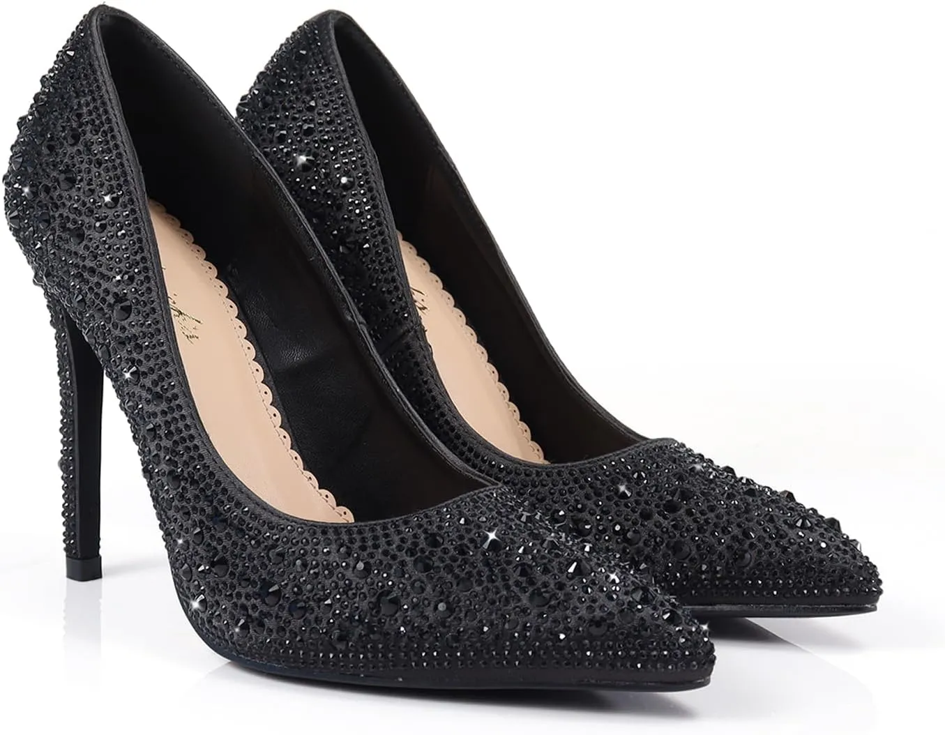 FREDERICK'S OF HOLLYWOOD- Pointy Toe Full Rhinstone Pump W Pencil Heel, FOH-Samantha