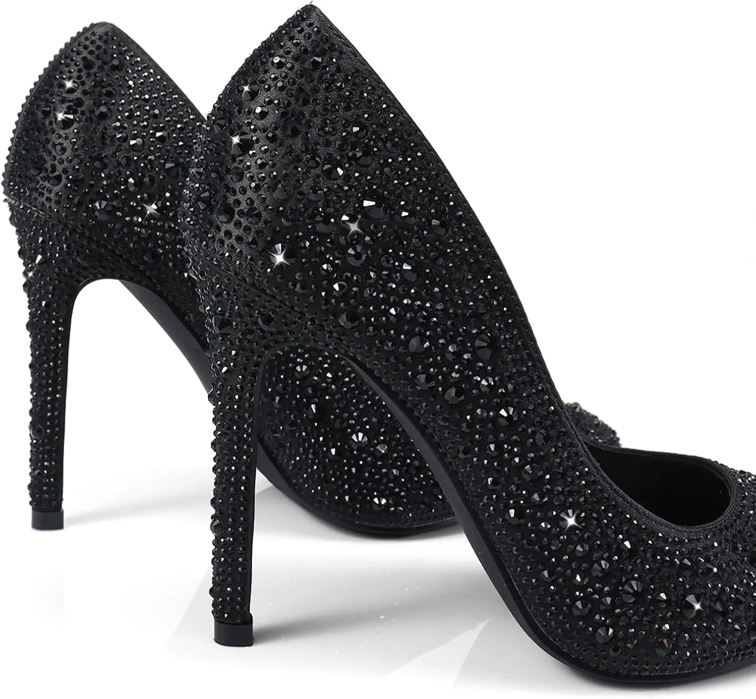 FREDERICK'S OF HOLLYWOOD- Pointy Toe Full Rhinstone Pump W Pencil Heel, FOH-Samantha