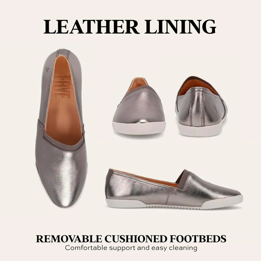 Frye Melanie Slip On Shoes for Women Crafted from Premium Leather with White Rubber Toe Bumpers and Soles, Leather Lining, and Removable Footbeds – 1 ¼” Outsole