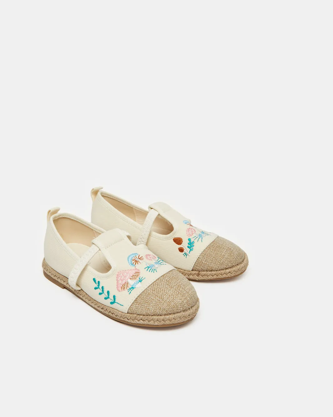 Girls Cream Embroidery Espadrilles