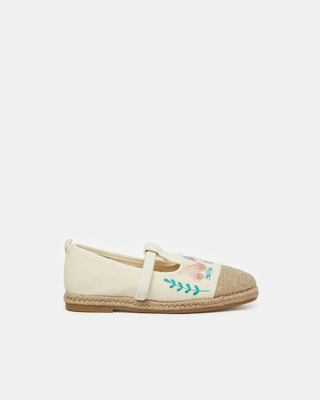 Girls Cream Embroidery Espadrilles