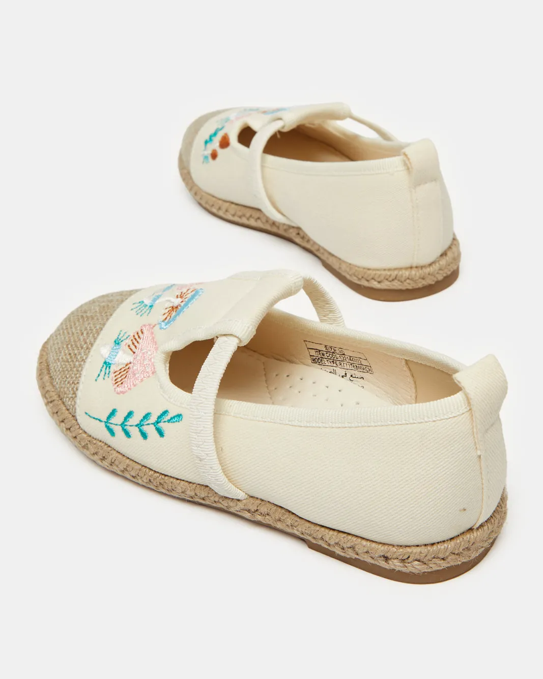 Girls Cream Embroidery Espadrilles