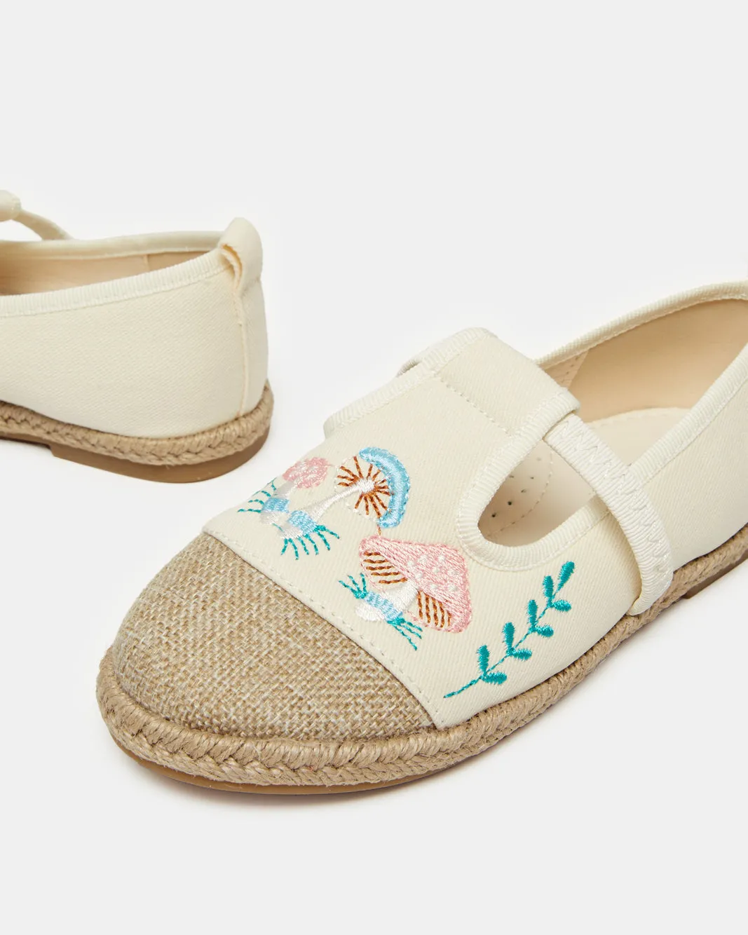 Girls Cream Embroidery Espadrilles