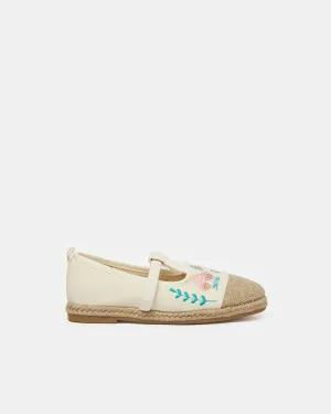 Girls Cream Embroidery Espadrilles