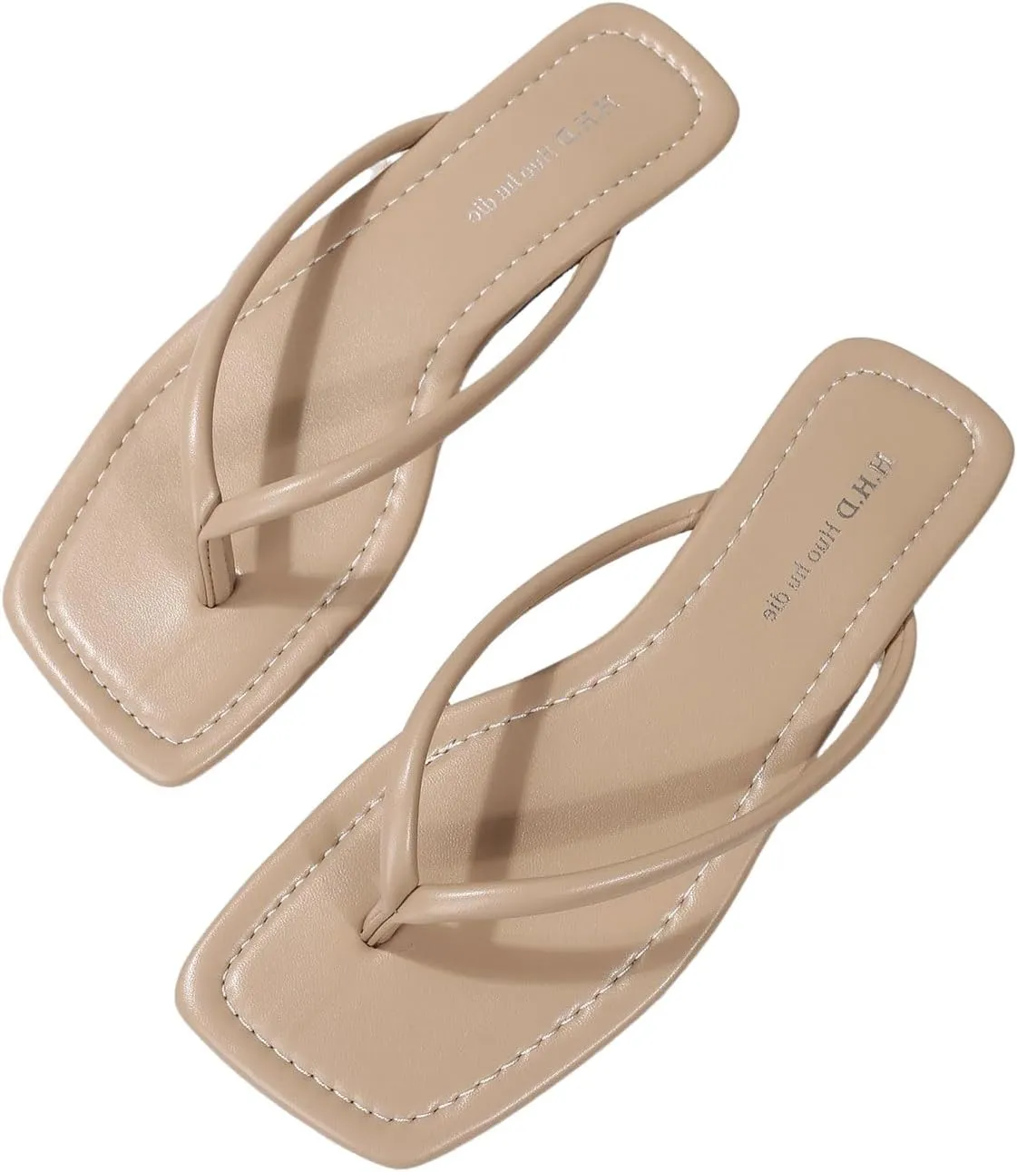 GORGLITTER Women's Square Open Toe Flip Flop Minimalist Thong Flat Sandals Slide On Summer Vacation 2025 Dressy Shoes