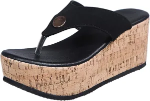 GUNIYIFS Womens platform Beach Slippers Wedge Heel Shoes Slip on Cork Sandals Summer High Heeled for Women Sandals Flip Flops