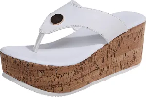 GUNIYIFS Womens platform Beach Slippers Wedge Heel Shoes Slip on Cork Sandals Summer High Heeled for Women Sandals Flip Flops