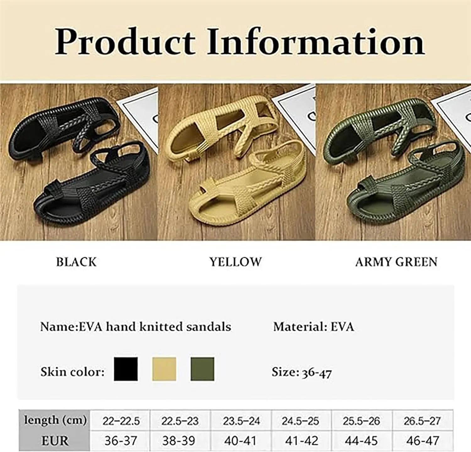 Hand Knitted Sandals Flat Sandals for Men and Women Boho Sandals Open Toe Beach Slip-On Sport Sandal Beach Poolside Travel Camping