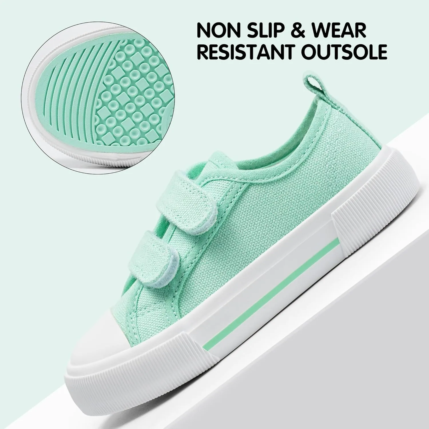 Harvest Land Toddler Kids Canvas Sneakers for Boys and Girls – Casual Walking Shoes with Double Hook-and-Loop Straps, Non-Slip Lightweight Trainers for Baby & Little Kids