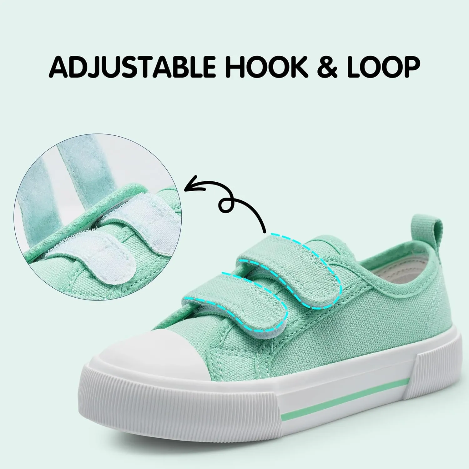 Harvest Land Toddler Kids Canvas Sneakers for Boys and Girls – Casual Walking Shoes with Double Hook-and-Loop Straps, Non-Slip Lightweight Trainers for Baby & Little Kids