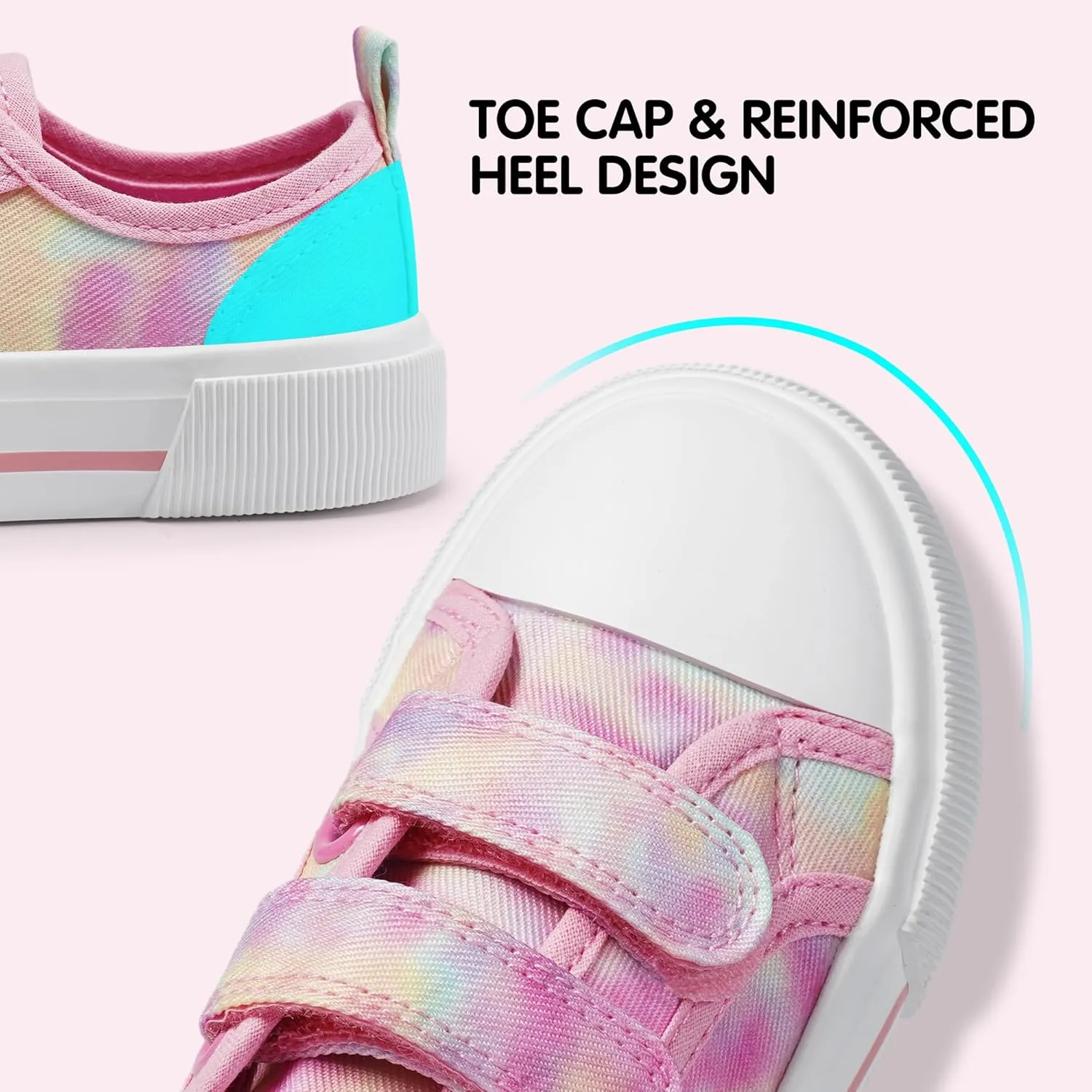 Harvest Land Toddler Kids Canvas Sneakers for Boys and Girls – Casual Walking Shoes with Double Hook-and-Loop Straps, Non-Slip Lightweight Trainers for Baby & Little Kids