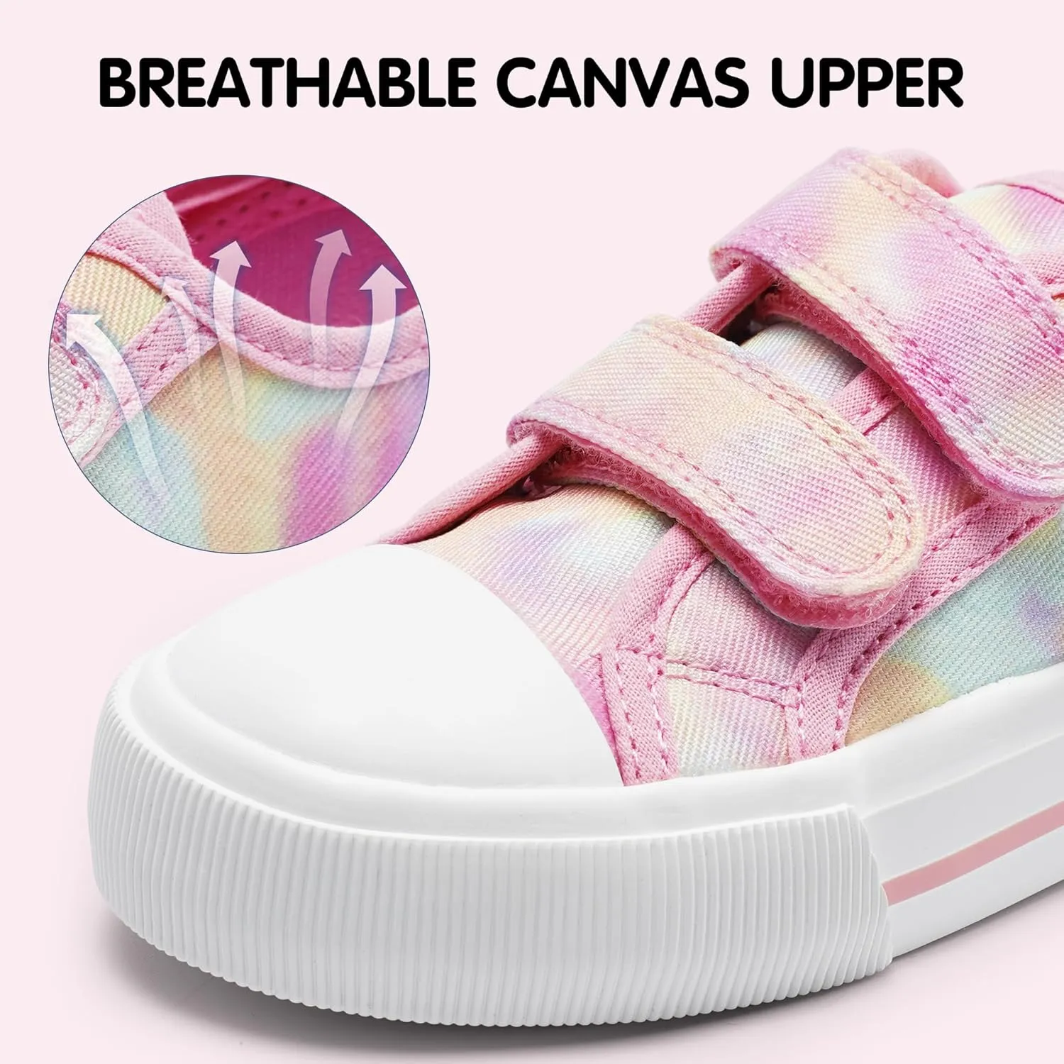 Harvest Land Toddler Kids Canvas Sneakers for Boys and Girls – Casual Walking Shoes with Double Hook-and-Loop Straps, Non-Slip Lightweight Trainers for Baby & Little Kids