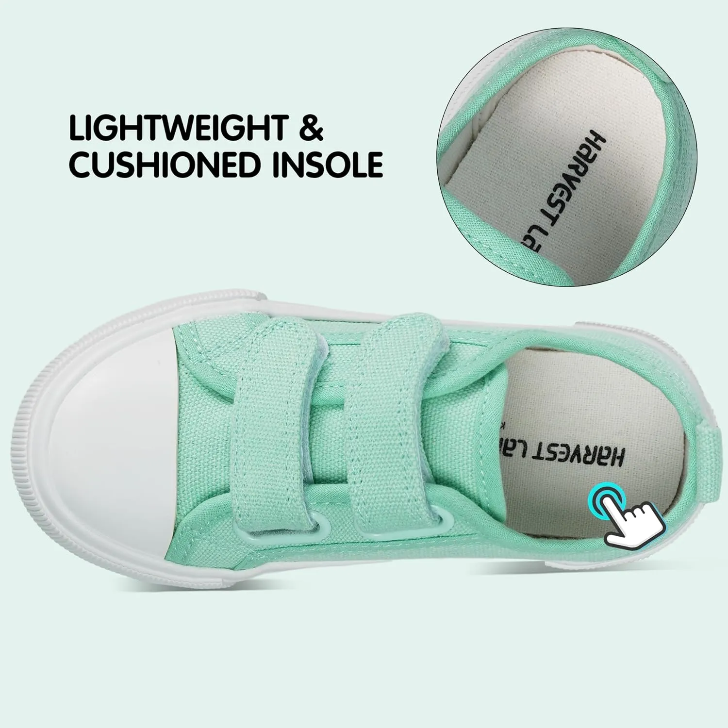 Harvest Land Toddler Kids Canvas Sneakers for Boys and Girls – Casual Walking Shoes with Double Hook-and-Loop Straps, Non-Slip Lightweight Trainers for Baby & Little Kids