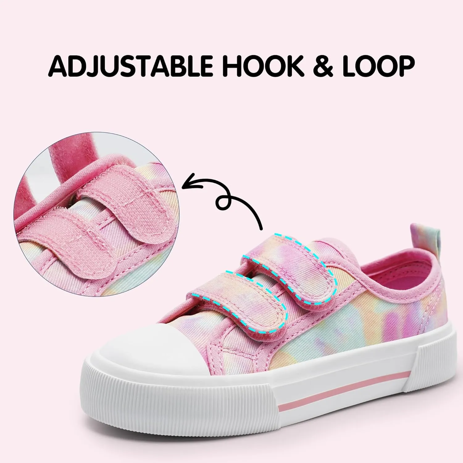 Harvest Land Toddler Kids Canvas Sneakers for Boys and Girls – Casual Walking Shoes with Double Hook-and-Loop Straps, Non-Slip Lightweight Trainers for Baby & Little Kids
