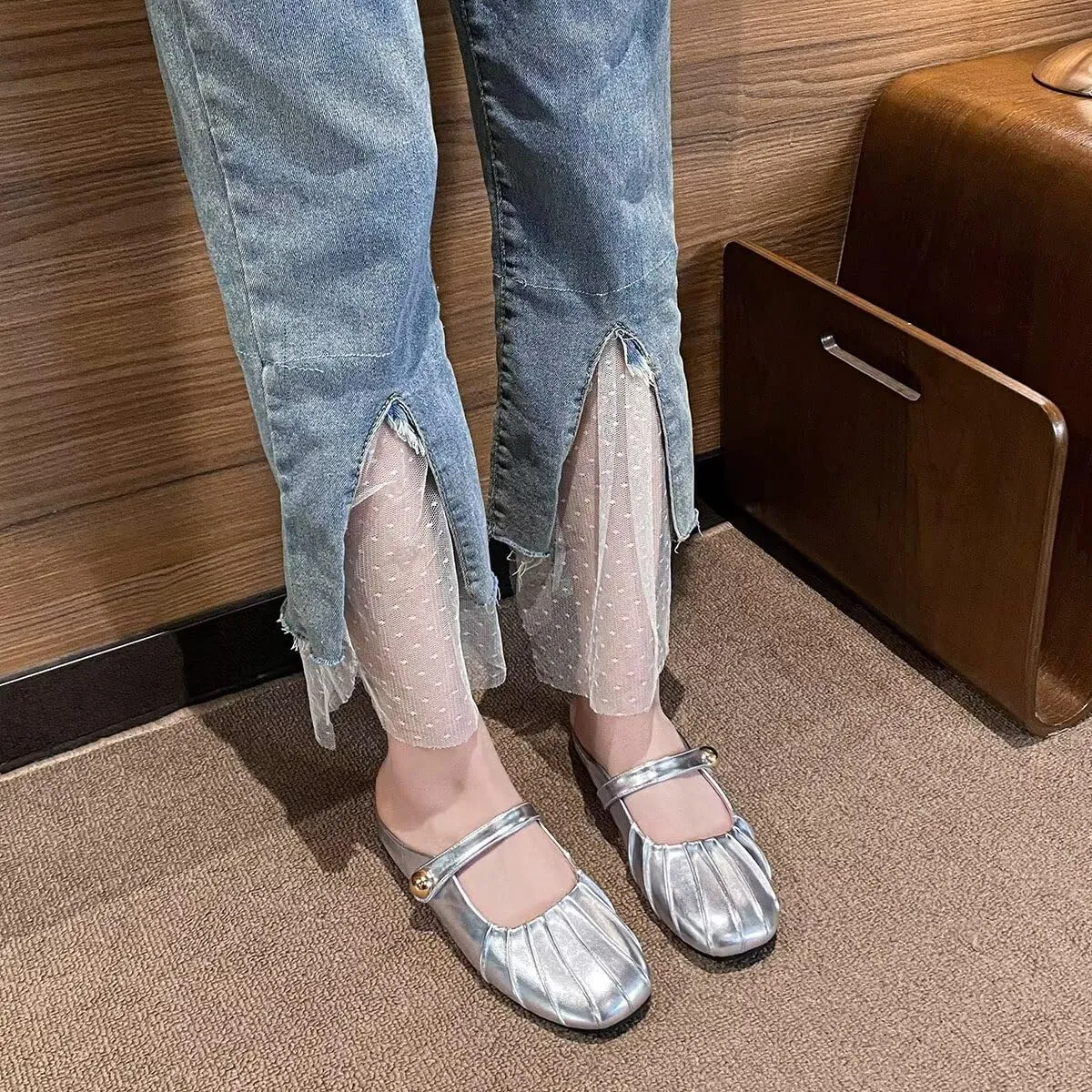 Hee grand Mules for Women Round Toe Backless Loafers Ankle Strap Mary Jane Shoes Slides Mules Summer