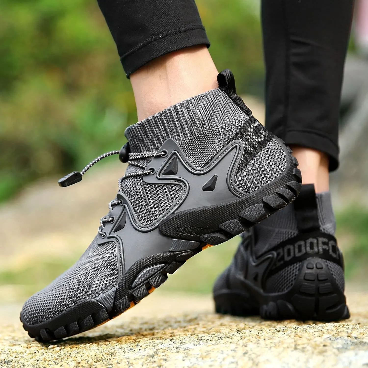 Hiking Boots Mens Walking Shoes Lightweight Trekking Outdoor Mountain Mid Casual Trainers Lace-up