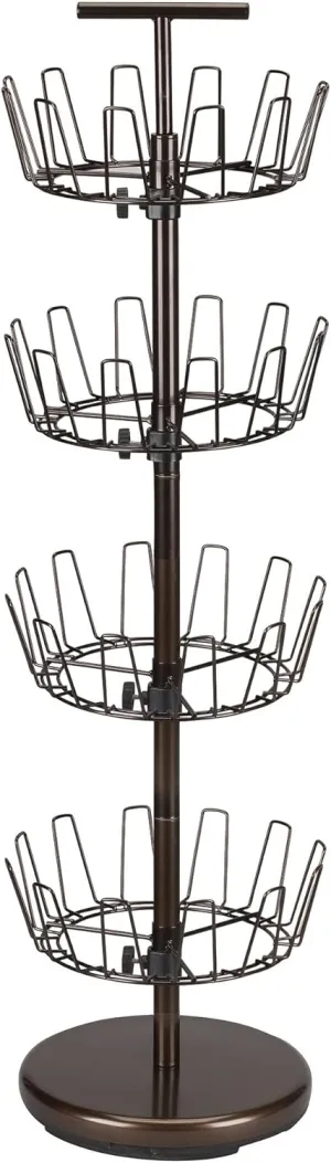 Household Essentials 2139-1 Metal Four-Tier Adjustable Revolving Shoe Rack | Holds up to 24 Pairs of Shoes | Antique Bronze Finish