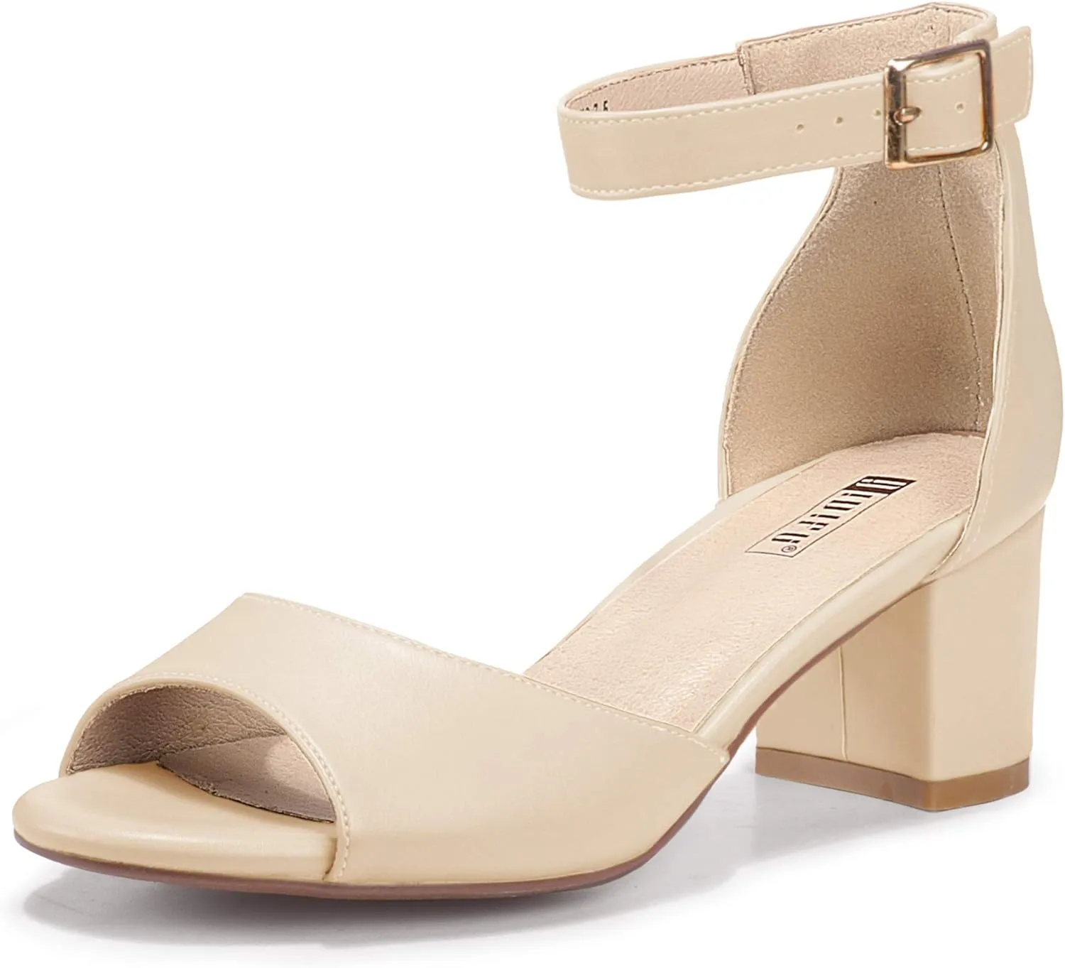 IDIFU Women's Candie Low Block Heels Sandals Peep Toe Chunky Ankle Strap Wedding Dress Shoes