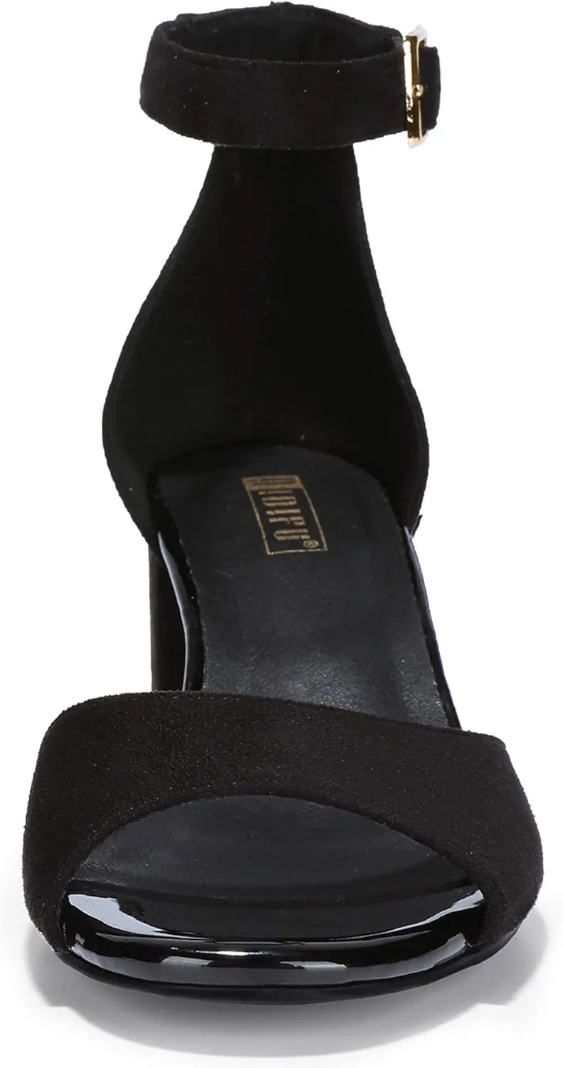 IDIFU Women's Candie Low Block Heels Sandals Peep Toe Chunky Ankle Strap Wedding Dress Shoes