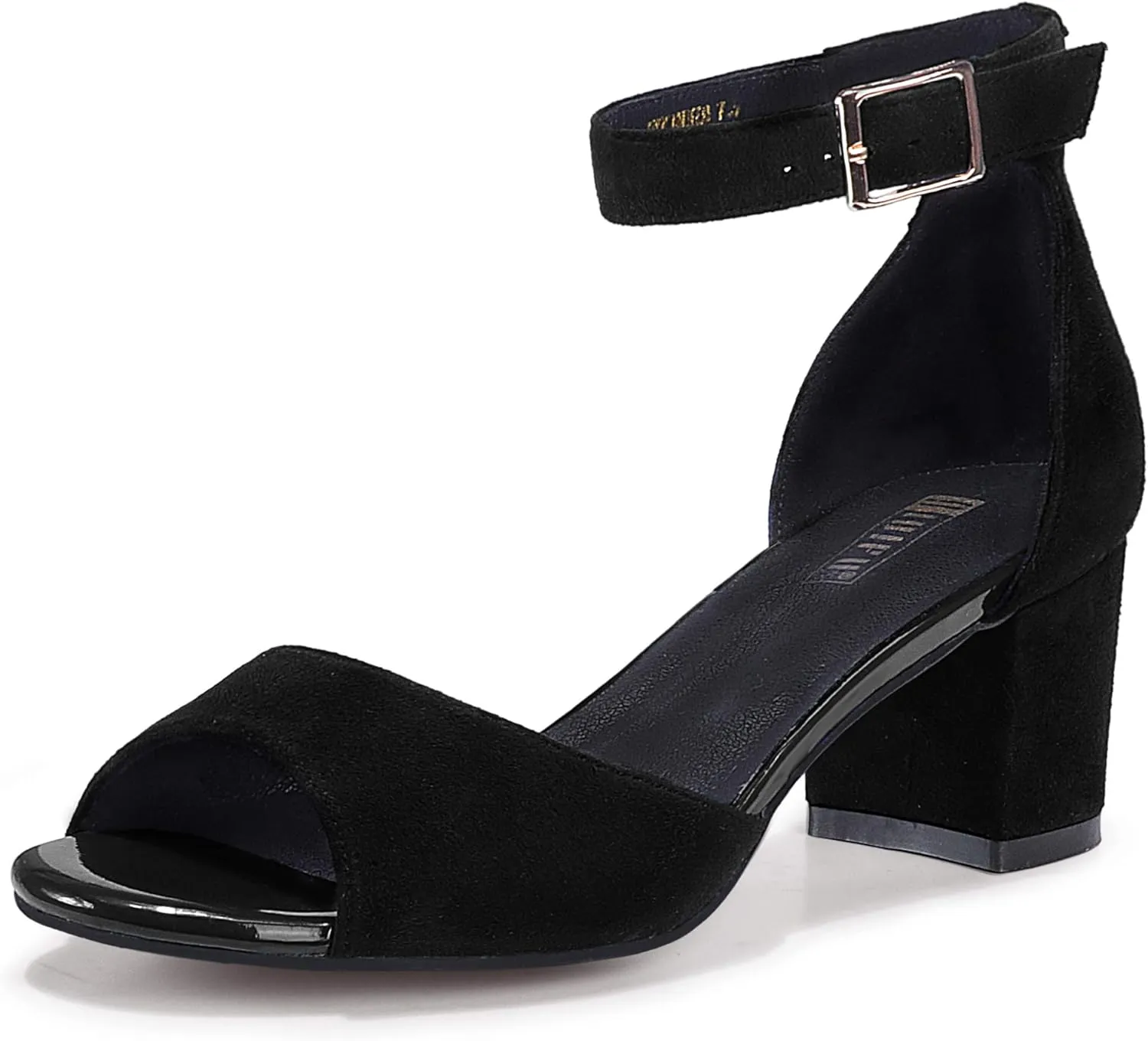 IDIFU Women's Candie Low Block Heels Sandals Peep Toe Chunky Ankle Strap Wedding Dress Shoes