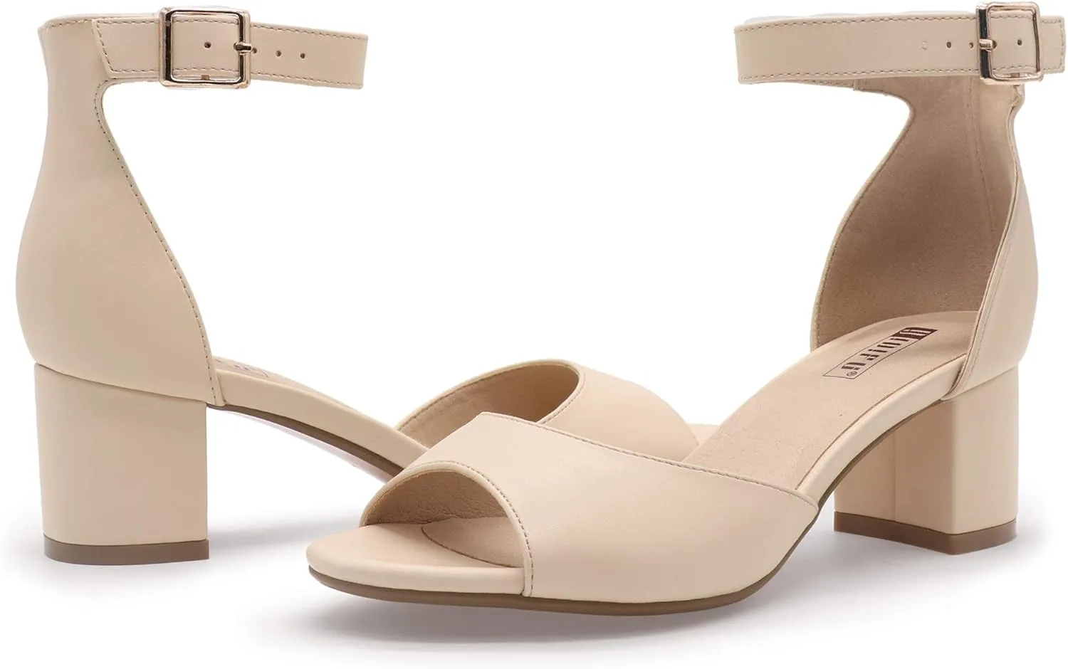 IDIFU Women's Candie Low Block Heels Sandals Peep Toe Chunky Ankle Strap Wedding Dress Shoes