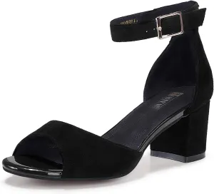 IDIFU Women's Candie Low Block Heels Sandals Peep Toe Chunky Ankle Strap Wedding Dress Shoes