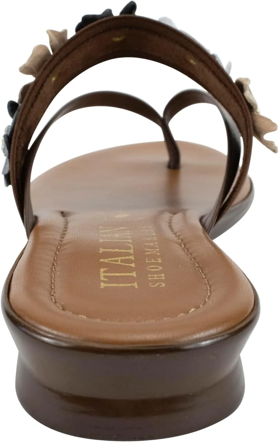 ITALIAN Shoemakers Claudie Women's low wedge Sandals with stretch comfort band, floral embellishment, and moderate wedge