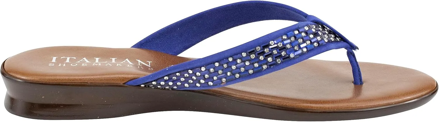 ITALIAN Shoemakers Women's Zenni Low Wedge Open Toe Glitter Fashion Thong Sandal for Women