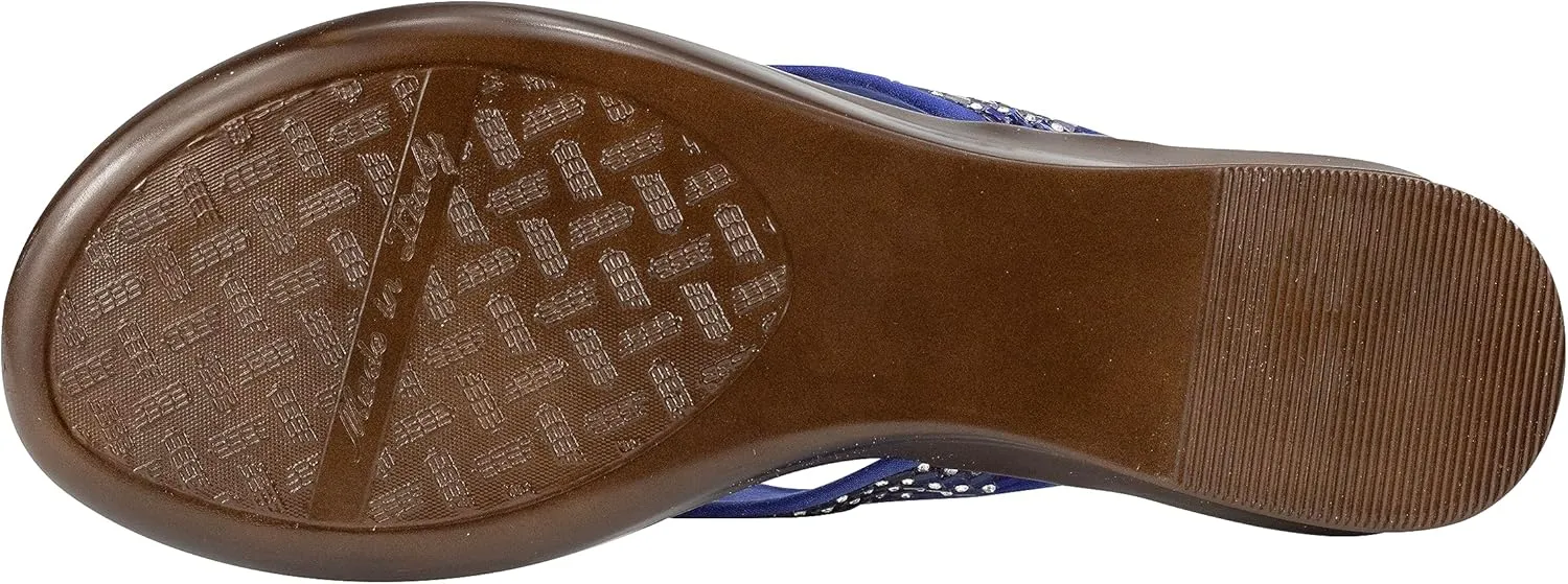 ITALIAN Shoemakers Women's Zenni Low Wedge Open Toe Glitter Fashion Thong Sandal for Women
