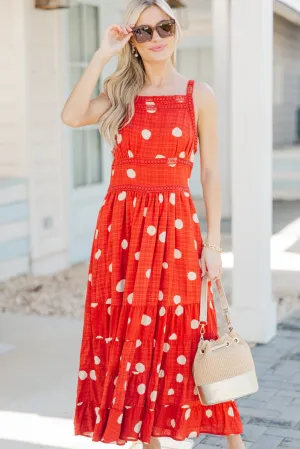 It's In The Air Red Floral Midi Dress