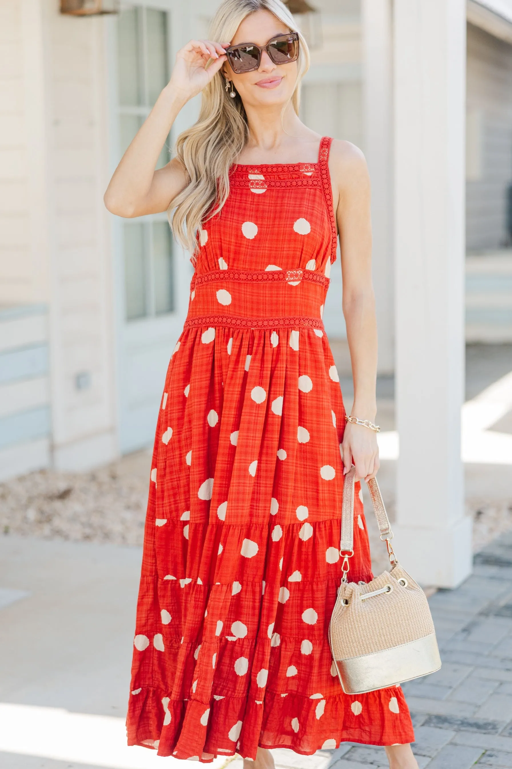 It's In The Air Red Floral Midi Dress
