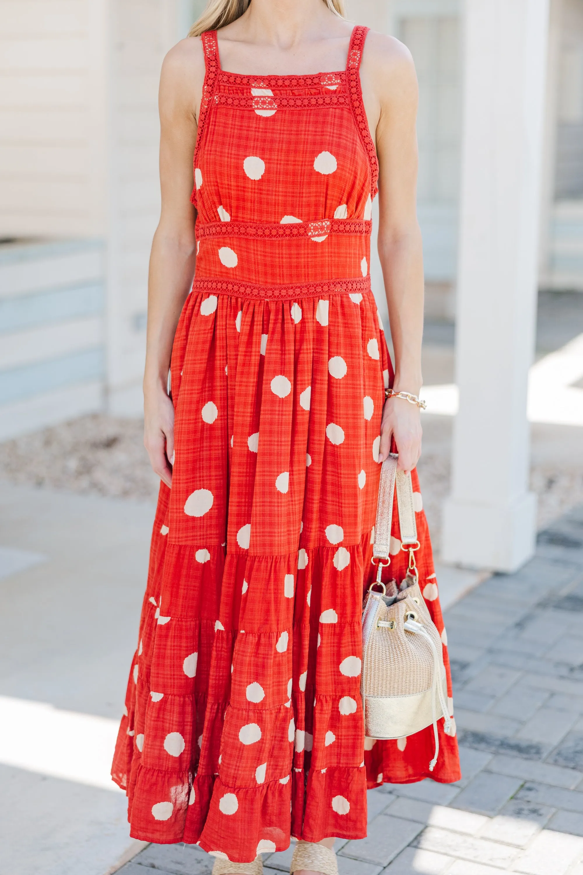 It's In The Air Red Floral Midi Dress