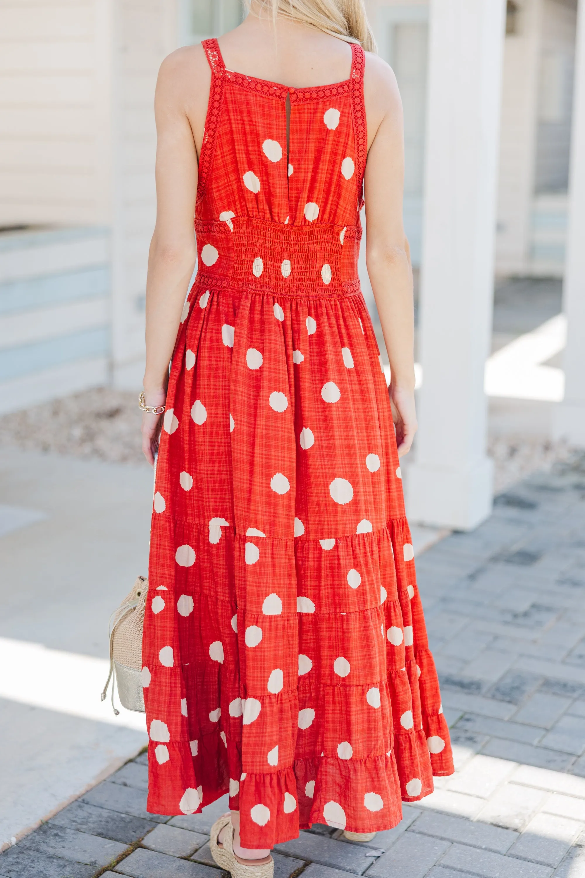 It's In The Air Red Floral Midi Dress