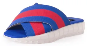 Jeffrey Campbell Full assortment Striped Blue Red Impeccable Motobu Slides Flatform Crossed Razor Criss