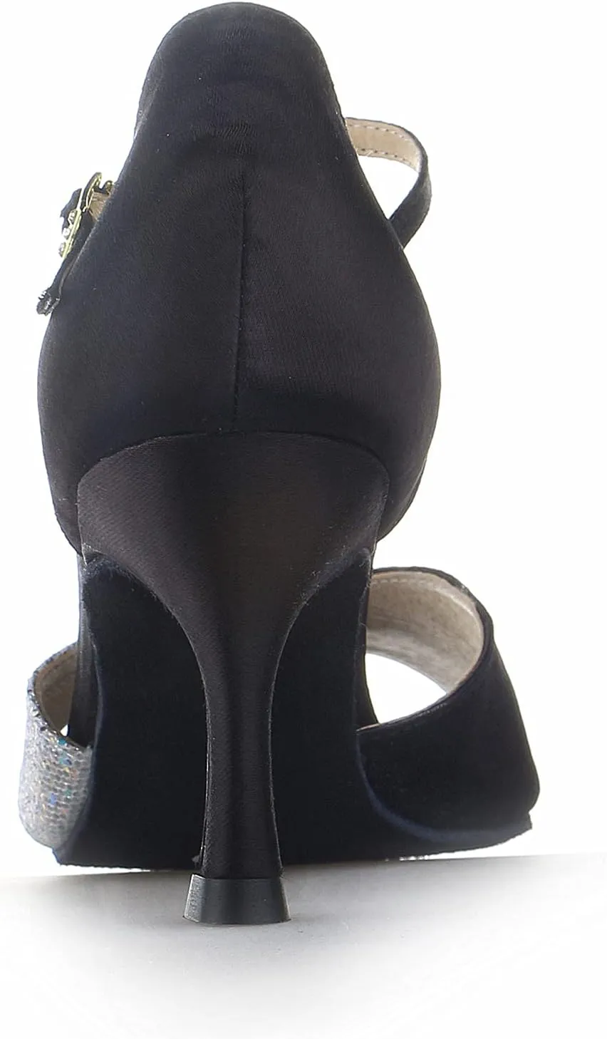 JIAJIA 20518 Women's Satin Sandals Flared Heel Latin Salsa Performance Dance Shoes