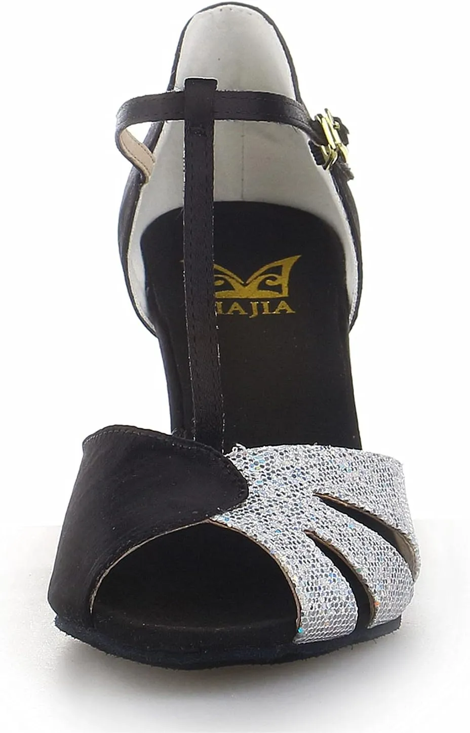 JIAJIA 20518 Women's Satin Sandals Flared Heel Latin Salsa Performance Dance Shoes