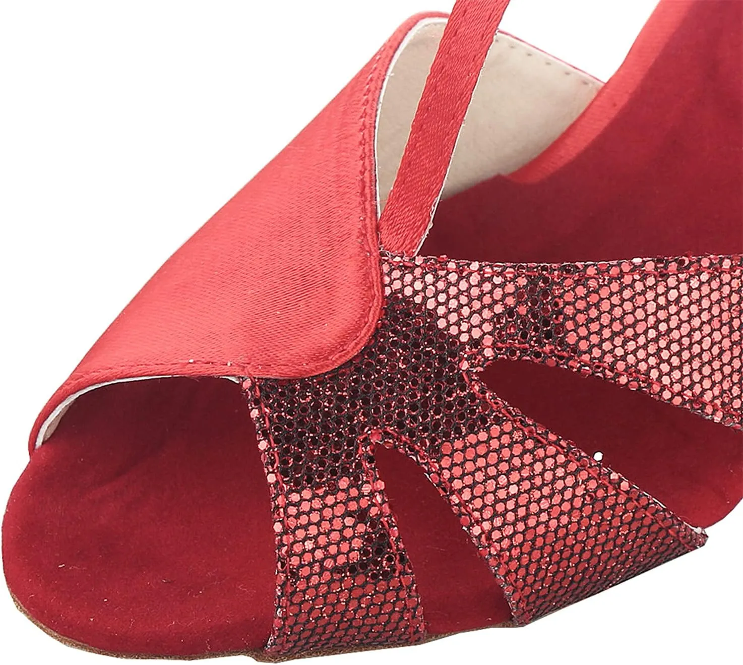 JIAJIA 20518 Women's Satin Sandals Flared Heel Latin Salsa Performance Dance Shoes