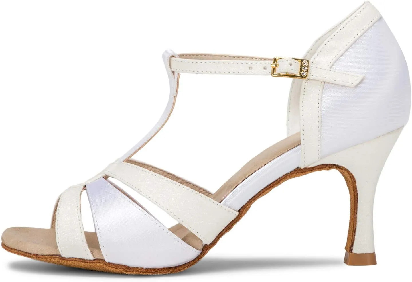 JIAJIA 20519 Women's Satin Sandals Flared Heel Latin Salsa Performance Dance Shoes
