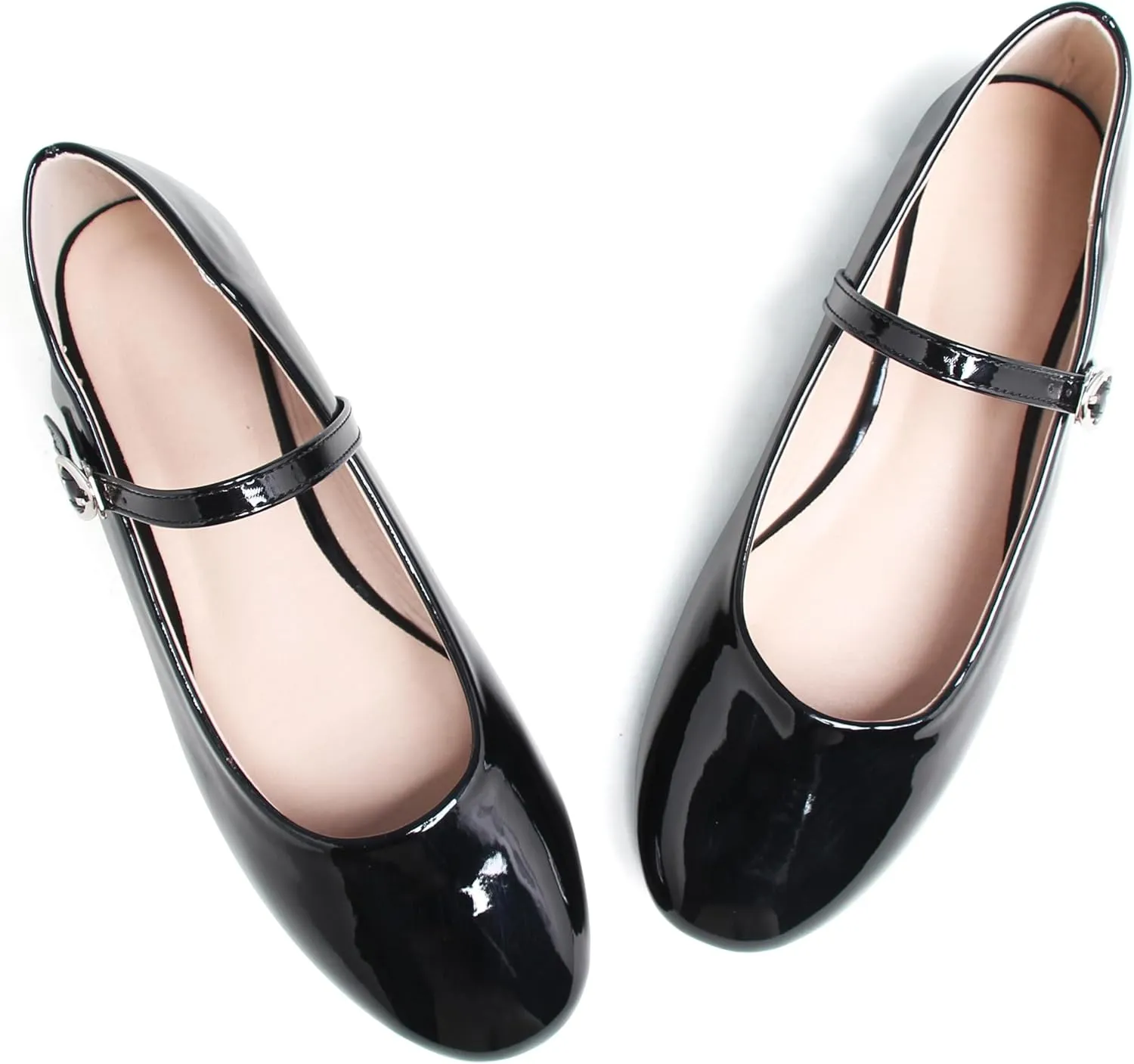 JiangWei Shu Round Toe Flats Dress Mary Jane Shoes Ankle Strap Ballet Flats Comfortable Casual Flats