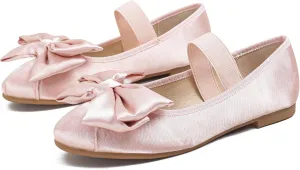 JiangWei Shu Women Satin Bow Knot Ballet Flats Female Slip On Dress Party Shoes