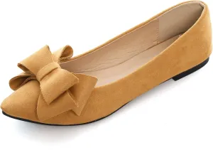 JiangWei Shu Women's Ballet Flats Solid Slip On Walking Shoes