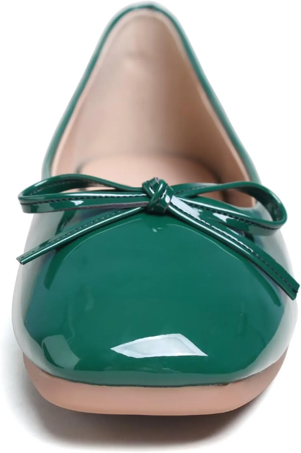JiangWei Shu Women's Bow Knot Square Toe Ballet Flats Slip On Walking Wedding Soft Shoes