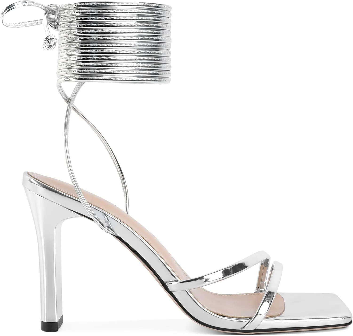 Joseywade Chunky Heels For Women Lace Up Tie Up High Heel 3.5" Heeled Sandals Open Toe Shoes